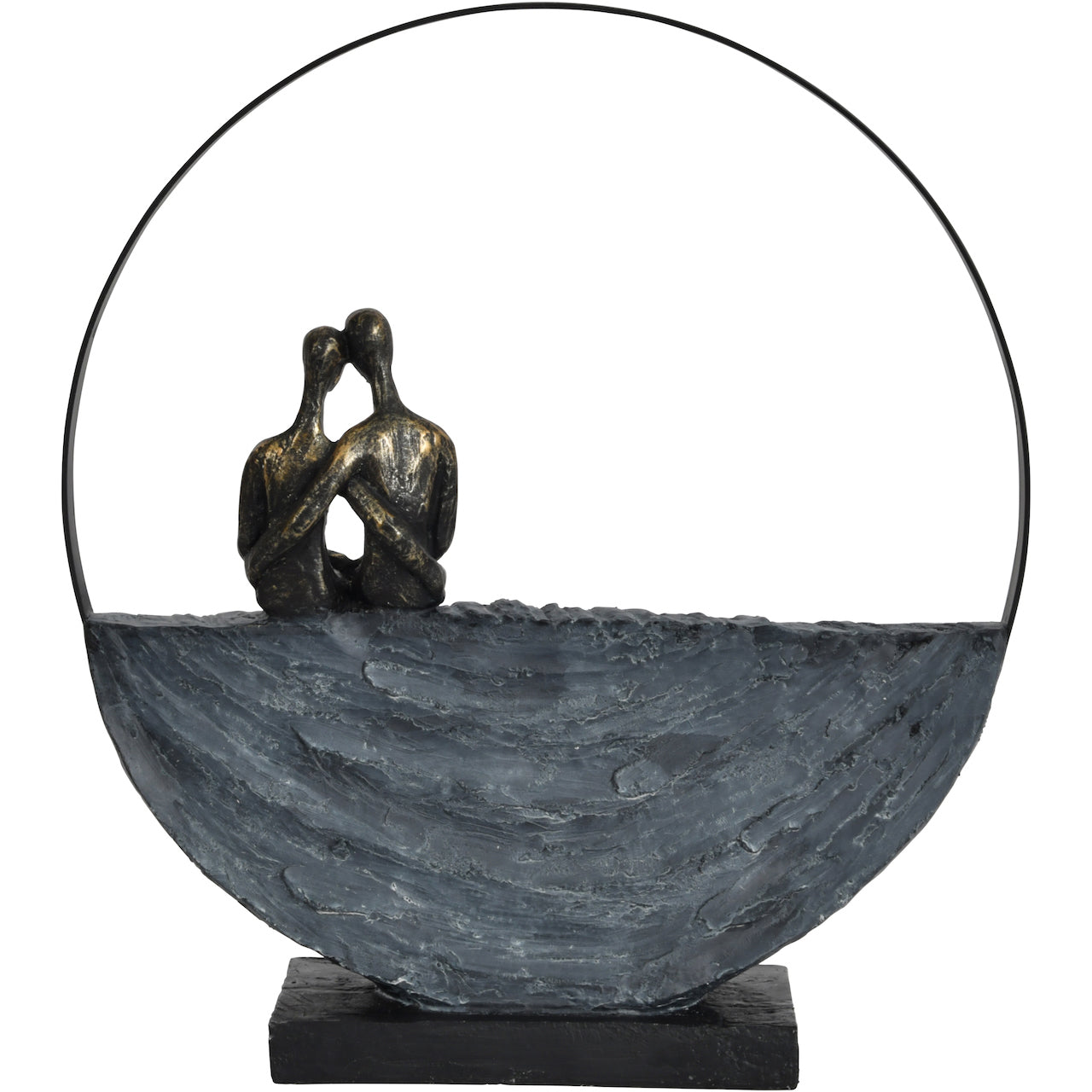 Antique Bronze Couple Encircled Sculpture
